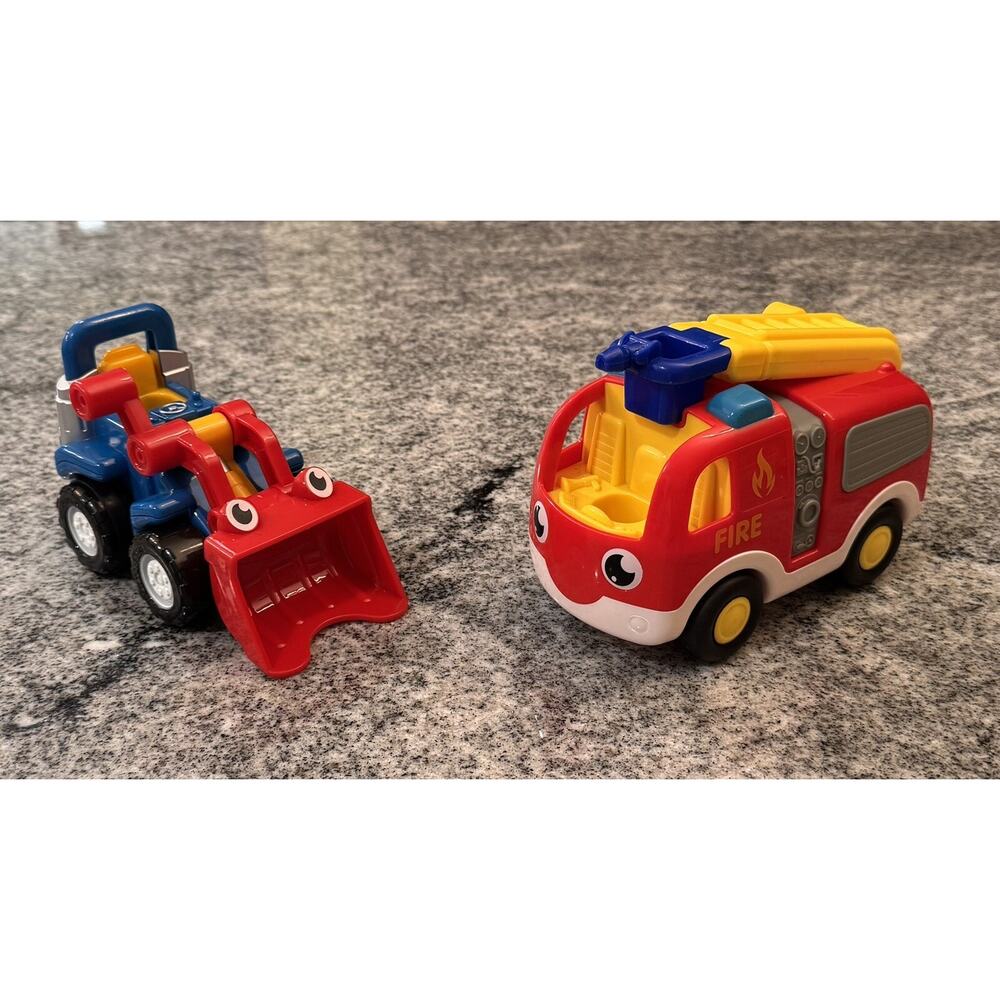 WOW Toys- Fire Engine Ernie & Lift-it Luke- Farm Tractor / Construction Vehicles